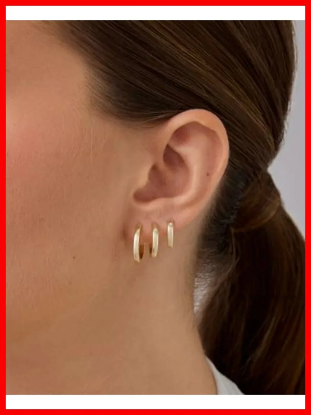 14K Gold Plated Huggie Earrings Set of 3 Hypoallergenic Hoops for Women